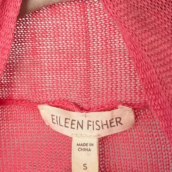 EILEEN FISHER Coral Pink Linen Tie-Front Cardigan - Picture 4 of 9